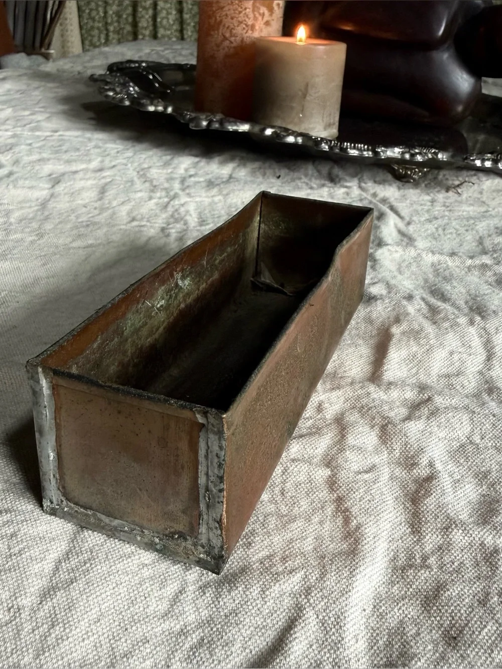 Vintage Copper Rectangular Succulent Planter